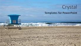  Presentation with huntington - Theme consisting of lifeguard-station-huntington-beach-california background and a light blue colored foreground