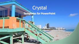  Presentation with miami beach - Cool new presentation theme with lifeguard stations on miami beach backdrop and a cobalt blue colored foreground