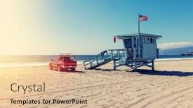  Presentation with los angeles - Presentation consisting of lifeguard-tower-and-car background and a soft green colored foreground