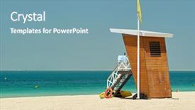  Presentation with lifeguard - Slide set enhanced with lifeguard tower on a beach background and a teal colored foreground