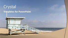  Presentation with los angeles - PPT layouts consisting of lifeguard-tower-on-malibu-beach background and a teal colored foreground