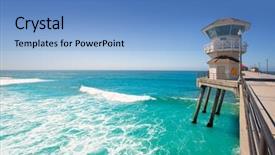  Presentation with huntington - Colorful slide deck enhanced with lifeguard tower surf city california backdrop and a light blue colored foreground