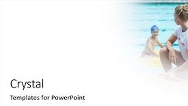  Presentation with lifeguard - Slide set enhanced with lifeguard watching children at swimming background and a white colored foreground