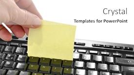  Presentation with keyboard - Audience pleasing PPT theme consisting of lifehack-adhesive-notes-keyboard-cleaner backdrop and a white colored foreground