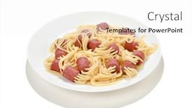  Presentation with spaghetti - Colorful slide set enhanced with lifehack-spaghetti-used-as-skewers backdrop and a  colored foreground