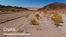  Presentation with death - PPT theme consisting of lifeless landscape with road death valley california usa background and a coral colored foreground