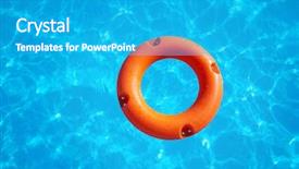  Presentation with water life - Presentation having lifeline - bright orange life buoy floating background and a teal colored foreground