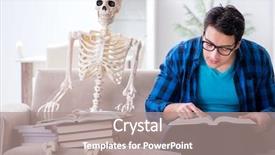 Presentation with lifelong learning - Presentation design with lifelong learning - student studying with skeleton preparing background and a gray colored foreground