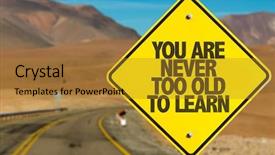  Presentation with lifelong learning - Slides enhanced with lifelong learning - you are never too old background and a gold colored foreground