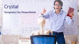  Presentation with teacher and student - Presentation theme consisting of lifelong learning - young male chemist teacher background and a sky blue colored foreground