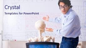  Presentation with chemist - Colorful presentation theme enhanced with lifelong learning - young male chemist teacher backdrop and a sky blue colored foreground