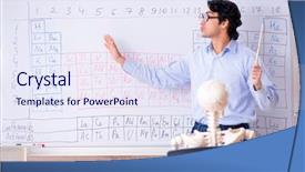  Presentation with chemist - Slide set featuring lifelong learning - young male chemist teacher background and a sky blue colored foreground