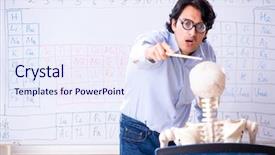  Presentation with teacher and student - Audience pleasing PPT layouts consisting of lifelong learning - young male chemist teacher backdrop and a sky blue colored foreground