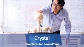  Presentation with chemist - Colorful presentation enhanced with lifelong learning - young male chemist teacher backdrop and a ocean colored foreground