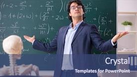 Presentation with math teacher - Presentation design with lifelong learning - young male math teacher background and a ocean colored foreground