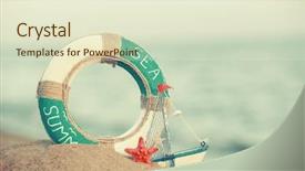  Presentation with orange life buoy splash water - Cool new presentation design with lifesaver - beautiful life buoy backdrop and a cream colored foreground