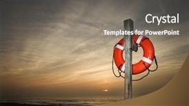  Presentation with pole - PPT theme enhanced with lifesaver - life preserver on pole background and a gray colored foreground