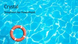  Presentation with lifesaver - Beautiful presentation design featuring lifesaver - lifebuoy on blue water surface backdrop and a cyan colored foreground