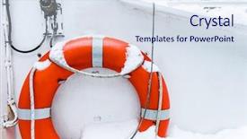  Presentation with lifesaver - Theme enhanced with lifesaver - lifebuoy ring on white boat background and a sky blue colored foreground