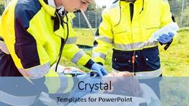  Presentation with lifesaver - Presentation theme having lifesaver - paramedics measuring blood pressure background and a light blue colored foreground