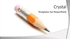  Presentation with blue white and yellow - Audience pleasing PPT theme consisting of lifespan - short yellow pencil shot backdrop and a  colored foreground