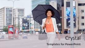  Presentation with city people walking - Cool new presentation theme with urban lifestyle - business and people concept backdrop and a light gray colored foreground