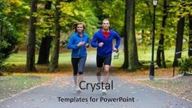  Presentation with healthy lifestyle - Presentation design featuring lifestyle - woman and man running background and a light gray colored foreground