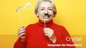  Presentation with old people - Presentation with lifestyle-and-old-people-concept background and a crimson colored foreground