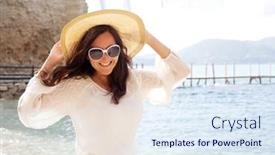  Presentation with summer time - Amazing PPT theme having lifestyle-and-people-concept-close backdrop and a sky blue colored foreground