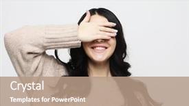  Presentation with lifestyle - PPT theme having lifestyle and people concept woman background and a coral colored foreground