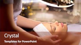  Presentation with beautician - PPT theme featuring lifestyle and relaxation concept - beautician background and a tawny brown colored foreground
