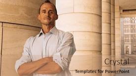  Presentation with casual young people - Presentation design having lifestyle-business-and-people-concept background and a coral colored foreground