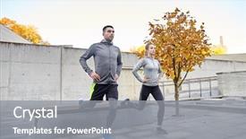 Presentation with people street - PPT theme featuring lifestyle concept - couple doing lung background and a gray colored foreground
