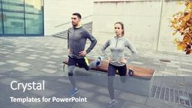  Presentation with people street - Audience pleasing slide set consisting of lifestyle concept - couple doing lung backdrop and a gray colored foreground