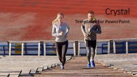  Presentation with upstairs - Slide deck consisting of lifestyle concept - couple running upstairs background and a red colored foreground