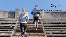  Presentation with upstairs - Colorful PPT theme enhanced with lifestyle concept - couple running upstairs backdrop and a  colored foreground