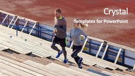  Presentation with upstairs - Presentation featuring lifestyle concept - couple running upstairs background and a tawny brown colored foreground