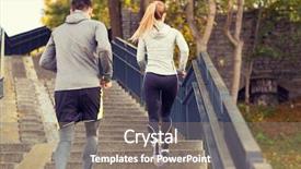  Presentation with upstairs - PPT theme having lifestyle concept - couple running upstairs background and a  colored foreground
