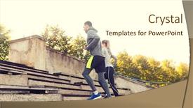  Presentation with upstairs - Beautiful slide deck featuring lifestyle concept - couple running upstairs backdrop and a  colored foreground