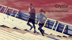  Presentation with upstairs - Presentation design with lifestyle concept - couple running upstairs background and a  colored foreground