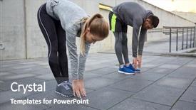  Presentation with elderly people and exercise - PPT layouts with lifestyle concept - couple stretching background and a gray colored foreground