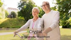  Presentation with old couple walking - Amazing PPT theme having lifestyle concept - happy senior backdrop and a coral colored foreground