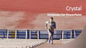  Presentation with lifestyle - Slide set featuring lifestyle concept - man running upstairs background and a  colored foreground