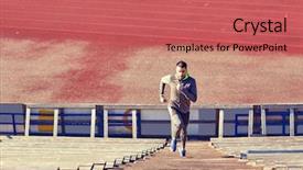  Presentation with lifestyle - Slide deck featuring lifestyle concept - man running upstairs background and a  colored foreground