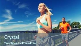  Presentation with healthy lifestyle - Slide set consisting of lifestyle concept - smiling couple running background and a ocean colored foreground