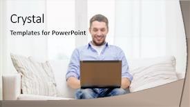  Presentation with healthcare technology internet of things - PPT layouts with lifestyle concept - smiling man background and a white colored foreground