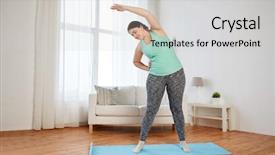  Presentation with woman sport - Cool new slide deck with lifestyle concept - smiling plus backdrop and a light gray colored foreground