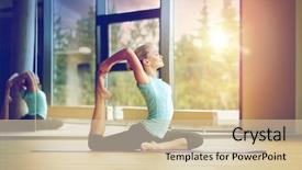  Presentation with lifestyle - PPT theme consisting of lifestyle concept - smiling woman stretching background and a lemonade colored foreground