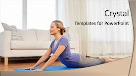  Presentation with healthy lifestyle - Beautiful PPT theme featuring lifestyle concept - woman doing cobra backdrop and a white colored foreground