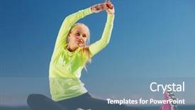  Presentation with woman sport - Beautiful slide deck featuring lifestyle concept - woman doing sports backdrop and a seafoam green colored foreground